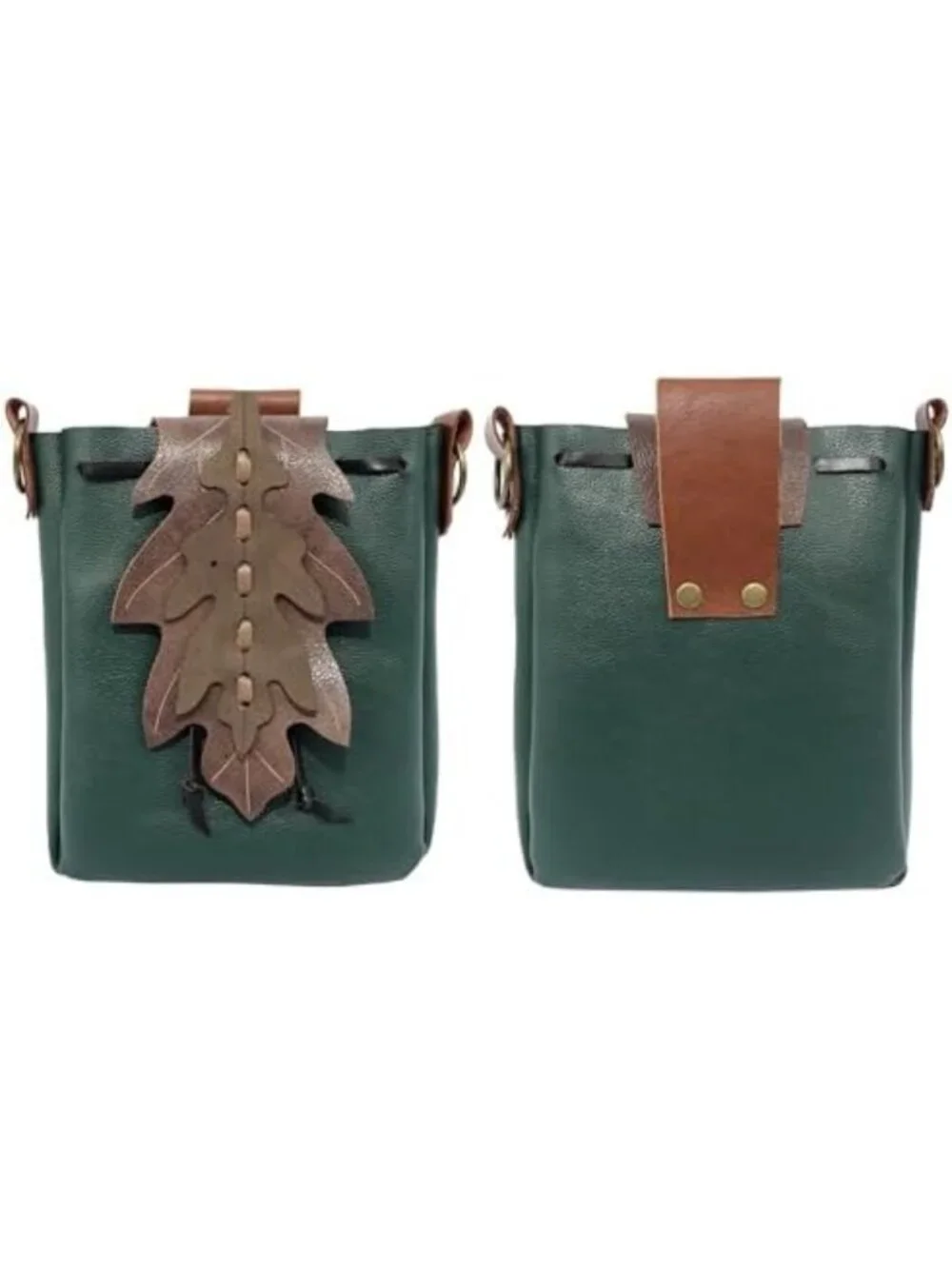 Medieval Faux Leather Drawstring Shoulder Bag & Belt Pouch for Cosplay